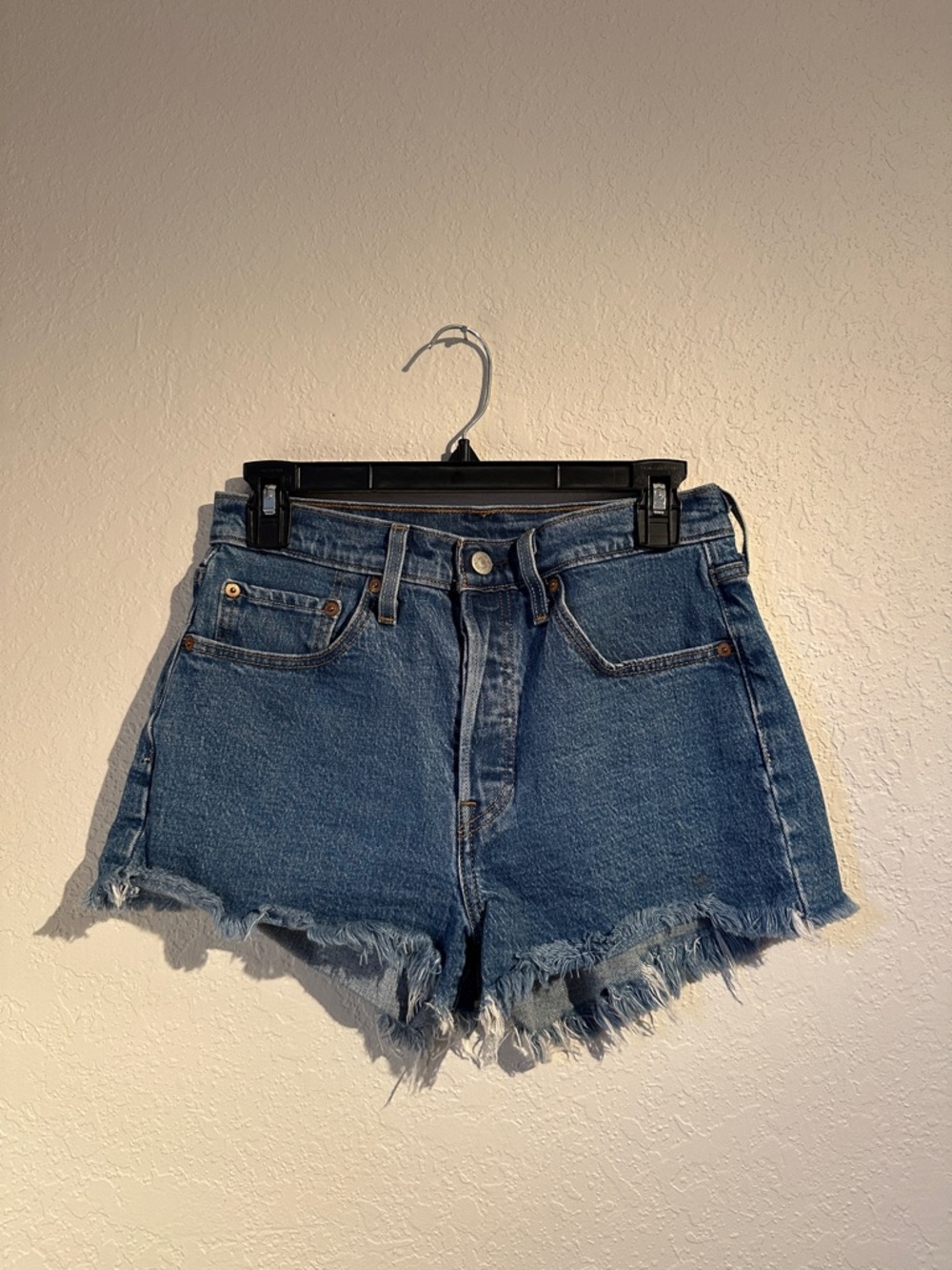 Levi's Distressed Blue Denim Cutoff Shorts